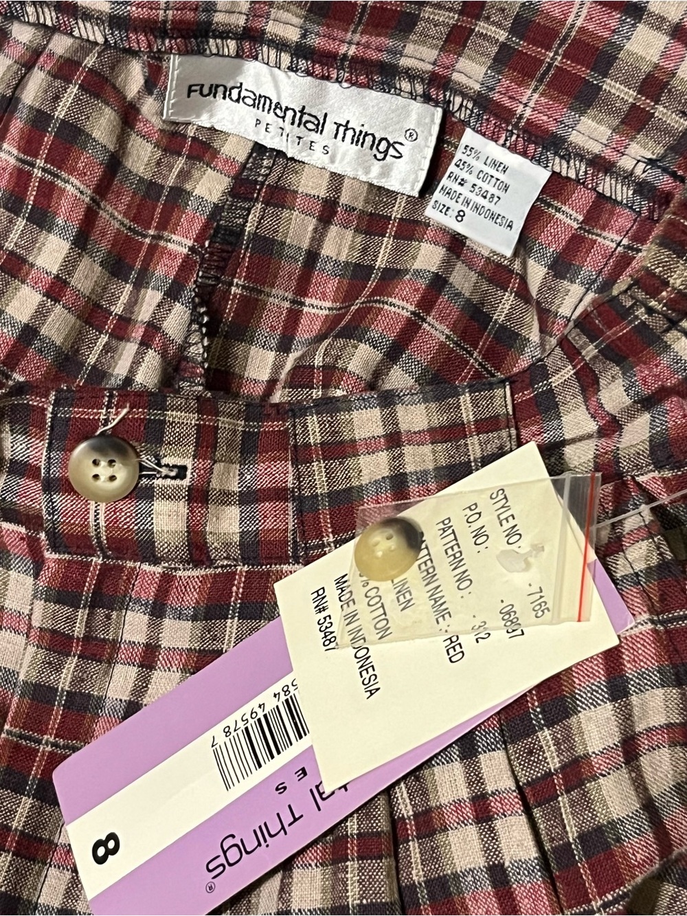 Fundamental Things Women's Burgundy Plaid Button Front Vest and  Shorts - Picture 12 of 12